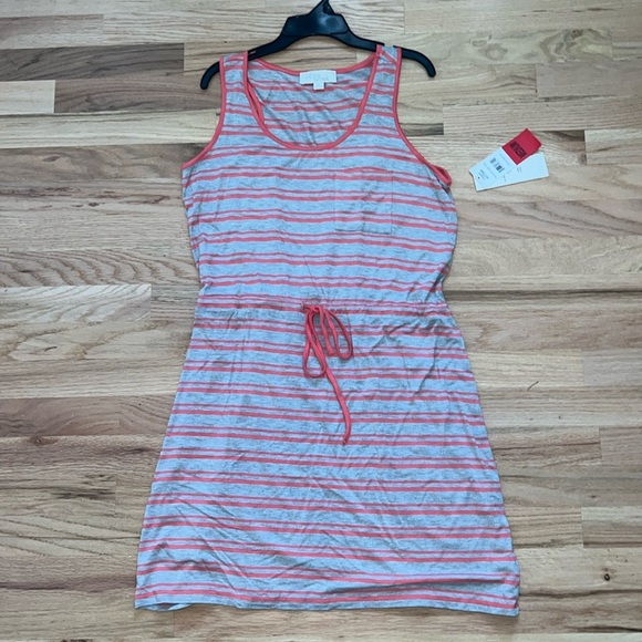 Olive & Oak Striped Tank Top Dress | Cali Coral & Heather Grey Stripe - Picture 1 of 5